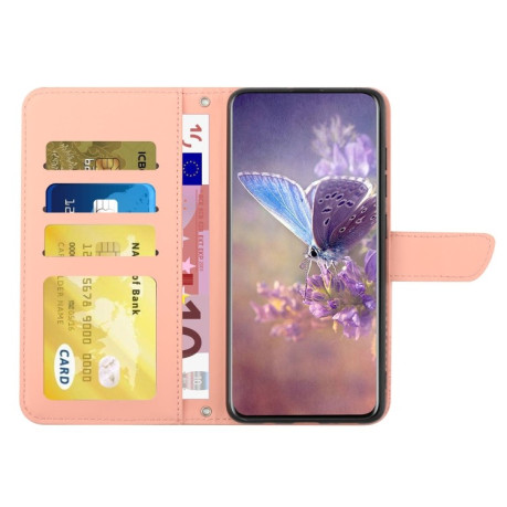 Чехол-книжка HT03 Skin Feel Butterfly Embossed для Realme 11 Pro 5G/11 Pro+ 5G - розовый