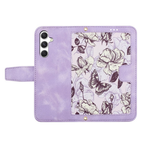 Чехол-книжка Floral Pattern Leather для Samsung Galaxy A56 5G - фиолетовый
