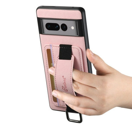Противоударный чехол Suteni H13 Card Wallet для Google Pixel 8a - розовый