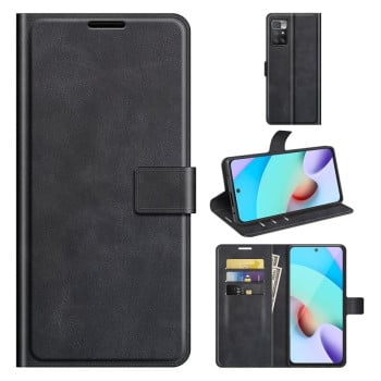Чехол-книжка Retro Calf Pattern Buckle для Xiaomi Redmi 10 - черный
