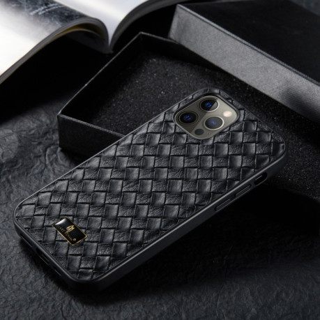 Противоударный чехол Fierre Shann Leather для iPhone 12 / 12 Pro - Woven Black