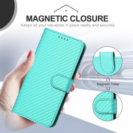 Чехол-книжка Carbon Fiber Texture на Realme GT7 Pro  - голубой