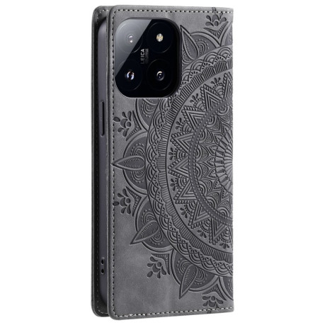 Чехол-книжка Totem Embossed Magnetic Leather для Xiaomi 14 Pro - серый