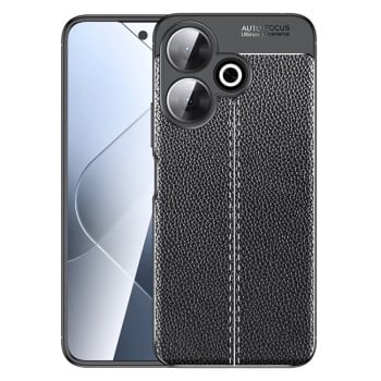 Противоударный чехол Litchi Texture на Xiaomi Redmi 13 4G - черный