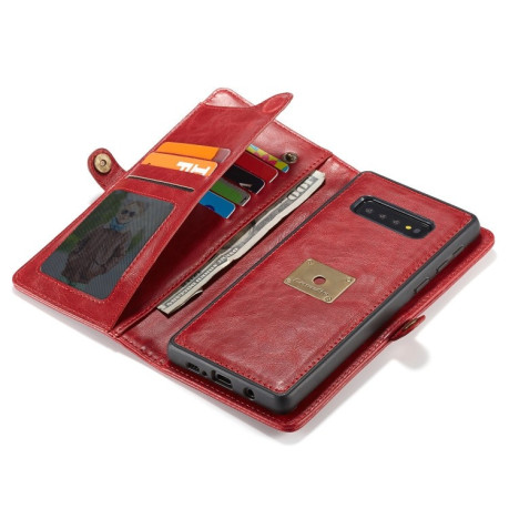 Шкіряний чохол-книжка CaseMe Qin Series Wrist Strap Wallet Style із вбудованим магнітом на Samsung Galaxy S10 Plus- червоний