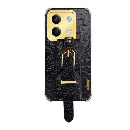 Протиударний чохол Electroplated Wrist Strap Crocodile Leather на Xiaomi Redmi Note 13 - чорний