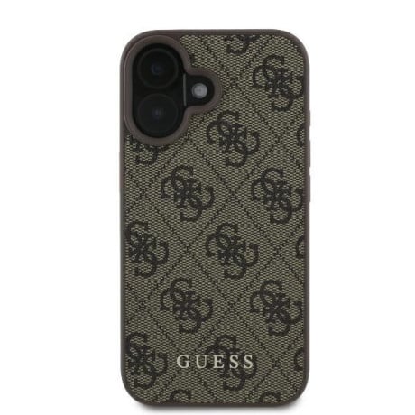 Оригинальный чехол Guess Metal Gold Logo для iPhone 16 Plus - Brown