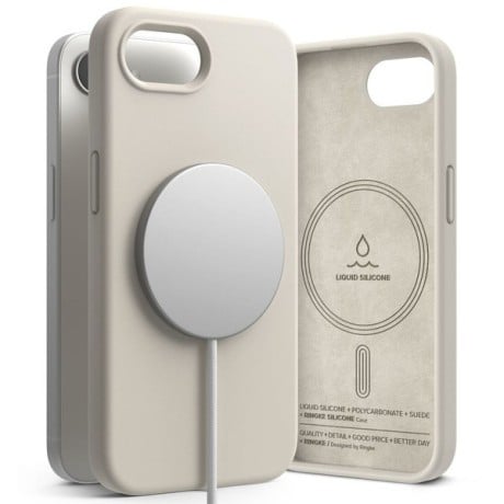 Оригинальный силиконовый чехол Ringke Silicone Magsafe для iPhone 16e - Beige