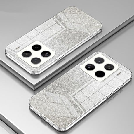 Ударозащитный чехол Gradient Glitter Powder Electroplated на Xiaomi 15 Pro - прозрачный