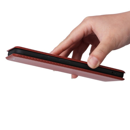 Чохол-книжка Carbon Fiber Texture на Xiaomi Redmi Poco C55/Redmi 12C/11A- коричневий