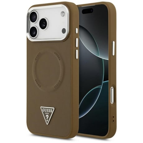 Оригинальный чехол Guess Triangle Logo с MagSafe на iPhone 17 Pro Max - brown