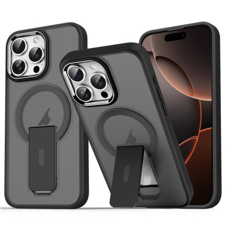 Противоударный чехол Acrylic Hybrid TPU MagSafe Holder для iPhone 16 Pro Max - черный