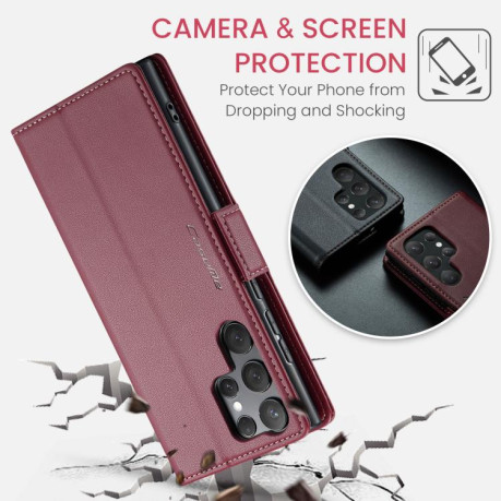 Чехол-книжка CaseMe 023 Butterfly Buckle Litchi Texture RFID Anti-theft Leather для Samsung Galaxy S25 Ultra 5G - красный