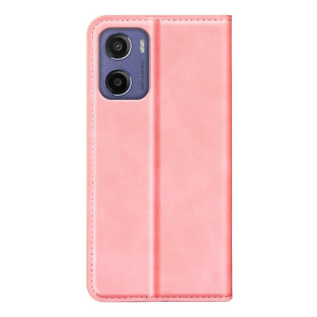 Чехол-книжка Retro Skin Feel Business Magnetic на Motorola Moto E15 - розовый