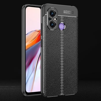 Противоударный чехол Litchi Texture на Xiaomi Redmi Poco C55/Redmi 12C/11A- черный