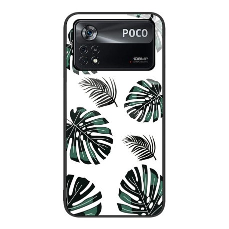 Чехол Colorful Painted Glass Xiaomi Poco X4 Pro 5G - Banana Leaf