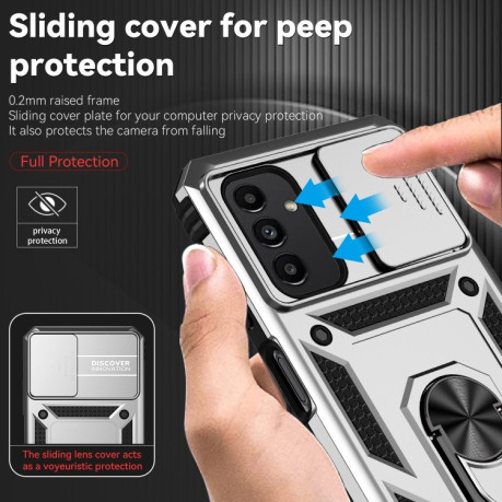 Протиударний чохол Sliding Camshield Card для Samsung Galaxy A13 4G - сріблястий