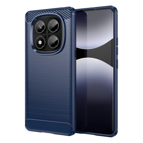 Протиударний чохол Brushed Texture Carbon Fiber на Xiaomi Redmi Note 14 Pro 4G - синій