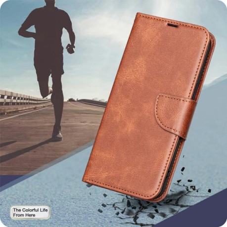 Чехол-книжка Lambskin Texture Pure Color на Xiaomi Redmi Note 15 Pro 4G Global 165.8mm — коричневый