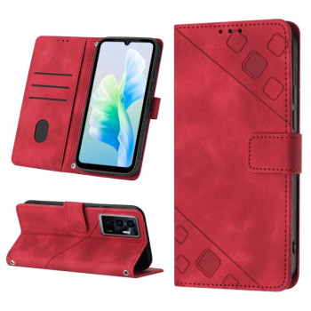 Чехол-книжка Skin-feel Embossed для Vivo S10e 5G / V23e 4G&amp;5G / Y75 4G - красный