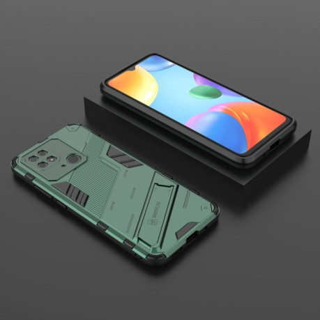 Противоударный чехол Punk Armor для Xiaomi Poco C40/Redmi 10c 4G - зеленый