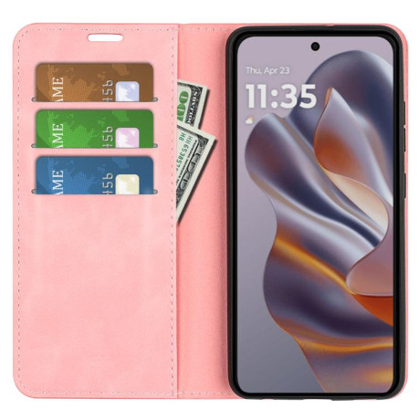 Чохол-книжка Retro Skin Feel Business Magnetic Motorola Moto Edge 50 Neo 5G - рожевий