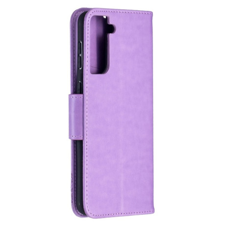 Чехол-книжка Butterflies Pattern на Samsung Galaxy S21 Plus - фиолетовый