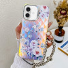 Чохол Electroplating Laser Flower Phone Case with Wrist Strap на iPhone 16 Plus - Rose