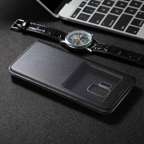 Кожаный чехол- книжка Litchi Texture HTC на Samsung Galaxy S9 -черный
