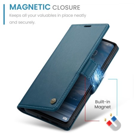 Чохол-книжка CaseMe 023 Butterfly Buckle Litchi Texture RFID Anti-theft Leather для Xiaomi Redmi 13C/Poco C65 4G - синій
