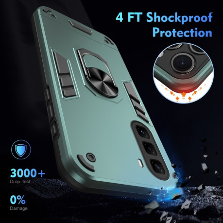 Ударозащитный чехол Metal Ring Holder для Infinix Hot 50 Pro+ 4G - зелений