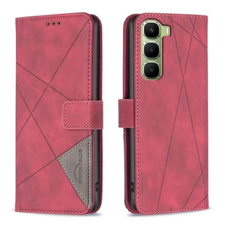 Чохол-книжка з фактурою Rhombus та магнітним хлястиком на Infinix Hot 60 Pro+ 4G - червоний
