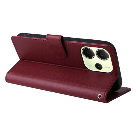 Чохол-книжка 3-Card Slots Multifunctional Leather для Xiaomi Redmi Note 14 4G 164.48mm - винно-червоний