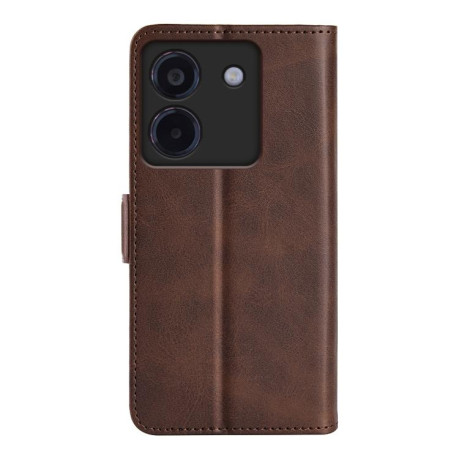 Чехол-книжка Dual-side Magnetic Buckle для Xiaomi Poco M7 Pro 5G - коричневый