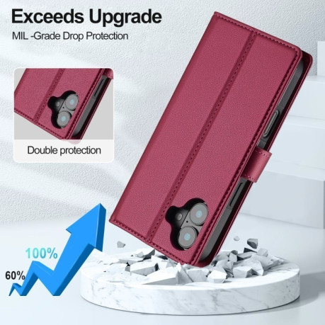 Чохол-книжка LCIMEEKE L2 Series Detachable Magsafe для iPhone 16 - червоний