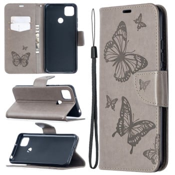 Чехол-книжка Butterflies Pattern на Samsung Galaxy S20 FE - серый