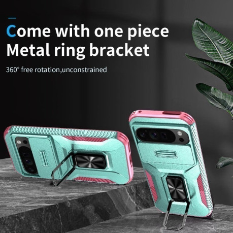 Протиударний чохол Sliding Camshield для Google Pixel 9 Pro XL - Grey Green + Pink