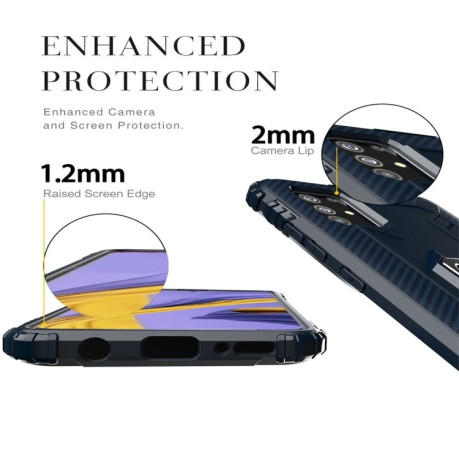 Противоударный чехол Carbon Fiber Rotating Ring на Samsung Galaxy A51 - Синий