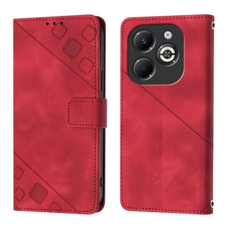 Чехол-книжка Skin-feel Embossed для Infinix Smart 8 Plus / Smart 8 Pro - красный