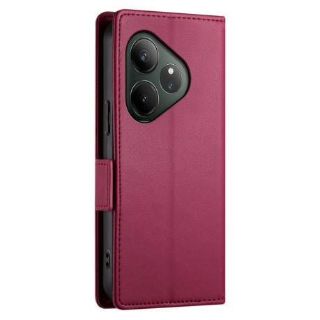 Чехол-книжка Side Buckle Magnetic Frosted Leather для Realme GT 6 Global/ Realme GT 6 4G - винно-красный