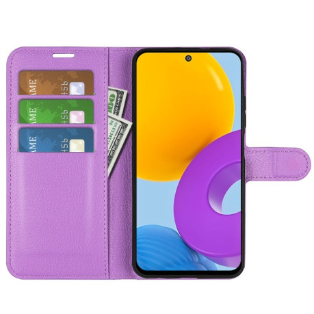 Чехол-книжка Litchi Texture на Samsung Galaxy M52 5G - фиолетовый