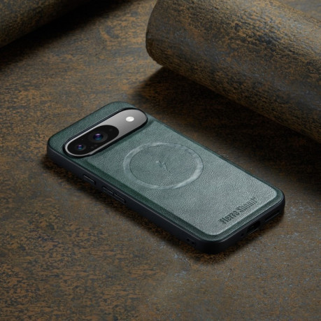Чохол Fierre Shann Cowhide Texture MagSafe Magnetic для Google Pixel 9 Pro XL - зелений