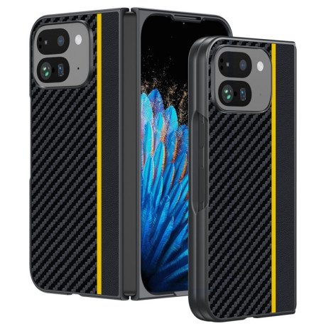 Протиударний чохол Carbon Fiber Texture Printing для Google Pixel 9 Pro Fold - жовтий