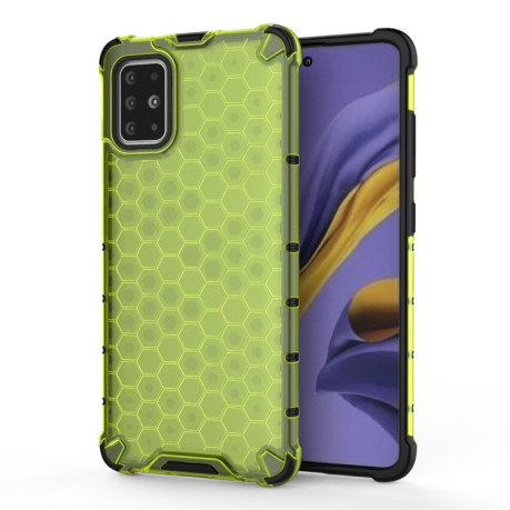 Противоударный чехол Honeycomb на Samsung Galaxy A51-зеленый