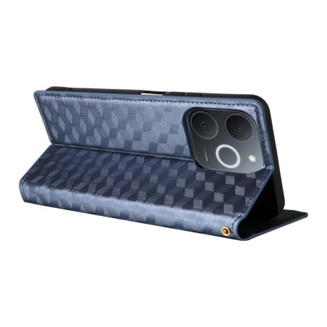 Чохол-книжка Cubic Grid з фактурою Calf для Realme Note 70T 4G / 70 4G — синій