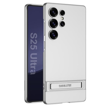 Протиударний чохол GKK Triumph Ultra-Thin Plain Leather для Samsung Galaxy S25 Ultra 5G - сріблястий