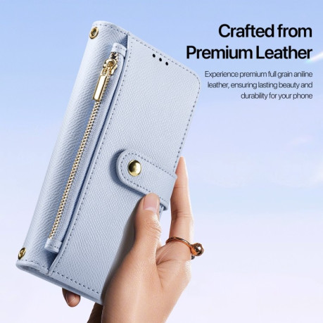 Чехол-книжка DUX DUCIS Lawa Series 2 in 1 Wallet Zipper Detachable MagSafe на iPhone 16 Pro Max - голубой