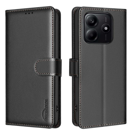 Чехол-книжка Litchi Texture RFID Anti-theft Leather для Xiaomi Redmi Note 14 4G - черный