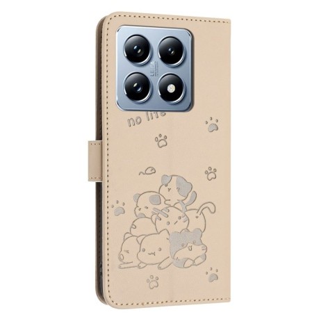 Чохол-книжка Diamond Embossed Skin Feel для Xiaomi 14T Pro 5G - бежевий