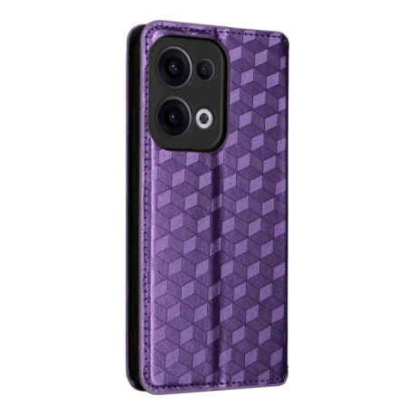 Чохол-книжка Cubic Grid Flip Leather для OPPO Reno13 5G - фіолетовий